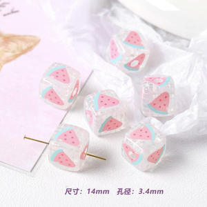 Cuentas acrílicas cuadradas de frutas transparentes energéticas para materiales hechos a mano DIY accesorios de cadena de teléfono móvil fabricación de joyas - Product Image 5