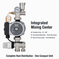 Collecteur de chauffage en acier inoxydable 304 avec débitmètre, collecteur central pour eau mixte, pièce d'extrémité pour système de chauffage au sol