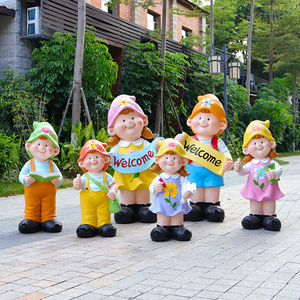 FRP muñeca de dibujos animados figura escultura Jardín de Infantes Escuela césped al aire libre adornos jardín paisaje decoración boceto - Product Image 1