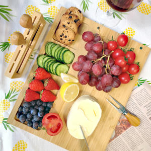 Papan potong bambu besar tahan lama dan Set pisau pemotong 4 potong Charcuterie kreatif papan keju dan blok tukang daging - Product Image 6