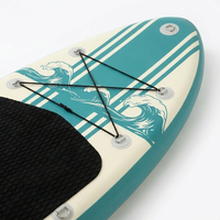 Planche de SUP gonflable en PVC OEM Teal Wave Print à 3 ailerons, 10 pieds, polyvalente pour le lac, le yoga et le tourisme, avec kit de pompe à manomètre