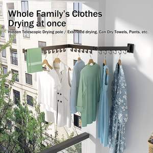 Séchoir à linge mural rétractable pliable Séchoir à linge mural pour vêtements - Product Image 2
