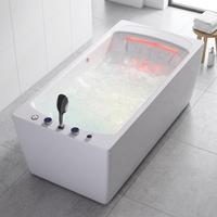 Baignoire à bulles autonome en acrylique pour 1 personne, adaptée aux salles de bain principales, avec drain électrique et panneau de commande