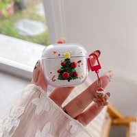 Coque souple en TPU Joyeux Noël pour Apple AirPods 1/2/3/4/Pro 2/3, étui transparent avec pendentif Arbre et Père Noël