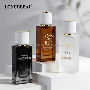 Botella de Perfume Cuadrada Vacía Multicolor de 30 ml, 50 ml, 100 ml, Botella de Perfume Premium con Tapa Blanca a Rayas - Product Image 2