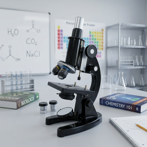 Monocular Biological <b>Microscope</b> 40x LED Light Manual Focus Student Laboratory Use with ±5d Dioptric Adjustment - Product Image 2