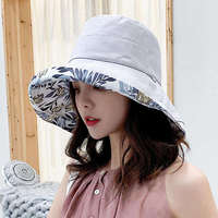 Sombrero de Sol de Ala Ancha para Mujer, Estilo Coreano, Reversible, Artístico, Versátil, para Viajes, Primavera-Verano