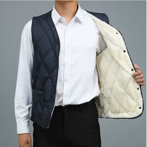2025 nouveau <span class=keywords><strong>gilet</strong></span> en coton pour hommes avec <span class=keywords><strong>velours</strong></span> épaissi grande taille débardeur chaud pour papa pour les personnes d'âge moyen et âgées - Product Image 1