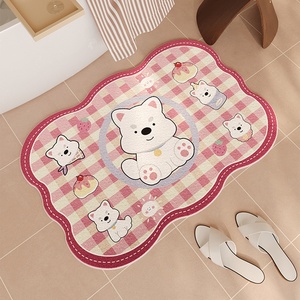Cute Faux Cashmere Floor Entrance Pink Bath Mat Non-slip Bedside Bathroom <strong>Rug</strong> for Washable Bedroom - Product Image 3