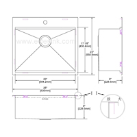 Évier de cuisine de style américain de calibre 16/18 avec station de travail et accessoires