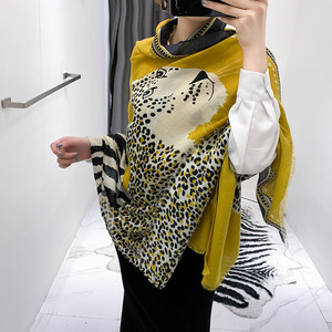 Thời Trang Mùa Thu 180*90Cm Cotton Dài Viscose Vintage <span class=keywords><strong>Leopard</strong></span> Print Khăn Quàng Cổ Khăn Choàng - Product Image 1