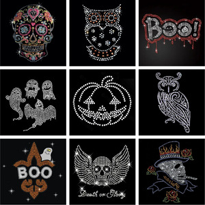 Logotipo personalizado Transferencia de calor Hotfix Rhinestones Venta al por mayor Diseño de Halloween Transferencia de diamantes de imitación con parte posterior plana para ropa - Product Image 4