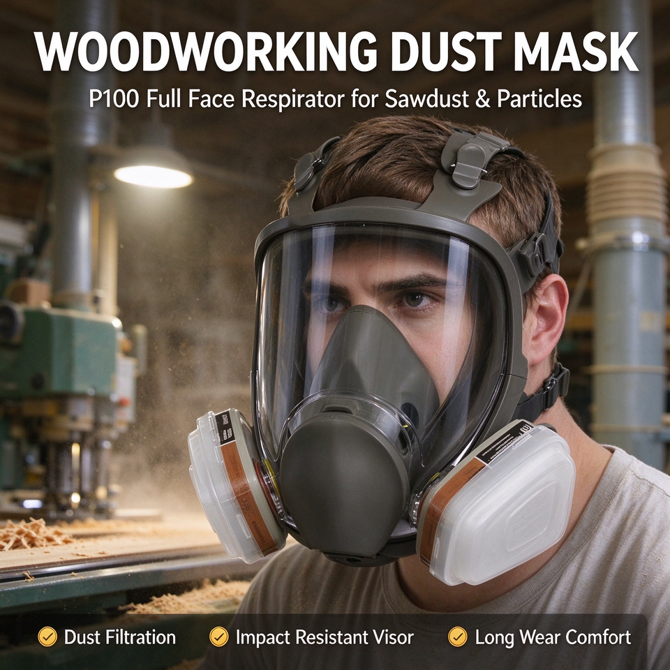 Welding Painting Woodworking Full Face Respirator with P100 Filters ...