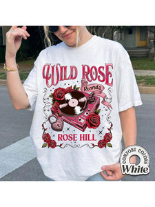 Elsie Silvery Merch Wild Rose <b>Records</b> Shirt Women's Short <b>Sleeve</b> Floral Printed T-Shirt Bookish Romance Novel Design - Product Image 3