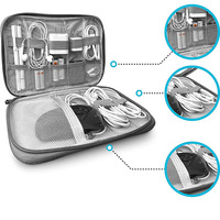 Tas penyimpanan headset hard disk portabel, tas penyimpanan headset hard disk digital aksesori elektronik kabel Data portabel Gadget perjalanan lapisan ganda