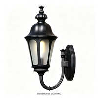 Applique murale extérieure LED vintage européenne en aluminium moulé noir, étanche, avec angle de faisceau de 360° pour villa, jardin, porche, éclairage d'entrée