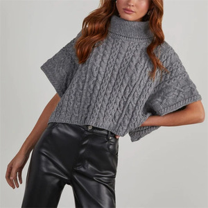 Maglione a collo alto 2024 Casual da donna <span class=keywords><strong>senza</strong></span> <span class=keywords><strong>maniche</strong></span> con Logo frontale - Product Image 4