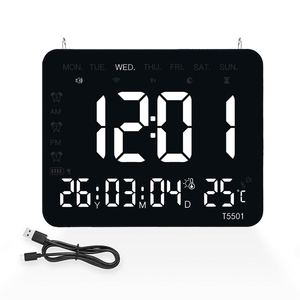 นาฬิกาตั้งโต๊ะดิจิตอลเวลาวันที่อุณหภูมิความชื้นจอแสดงผลปลุกซูนซ์นาฬิกาปลุกห้องนอนสำนักงานห้องนั่งเล่นตกแต่งบ้านทันสมัยมีสไตล์ USB - Product Image 1