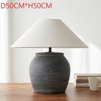 Lampe de table en céramique faite à la main avec abat-jour en tissu, décoration lumineuse pour salle de spa