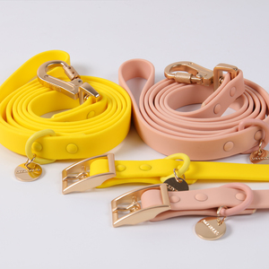Collares de perro impermeables en blanco coloridos ajustables en stock Collar de PVC con correa de perro de diseñador - Product Image 4