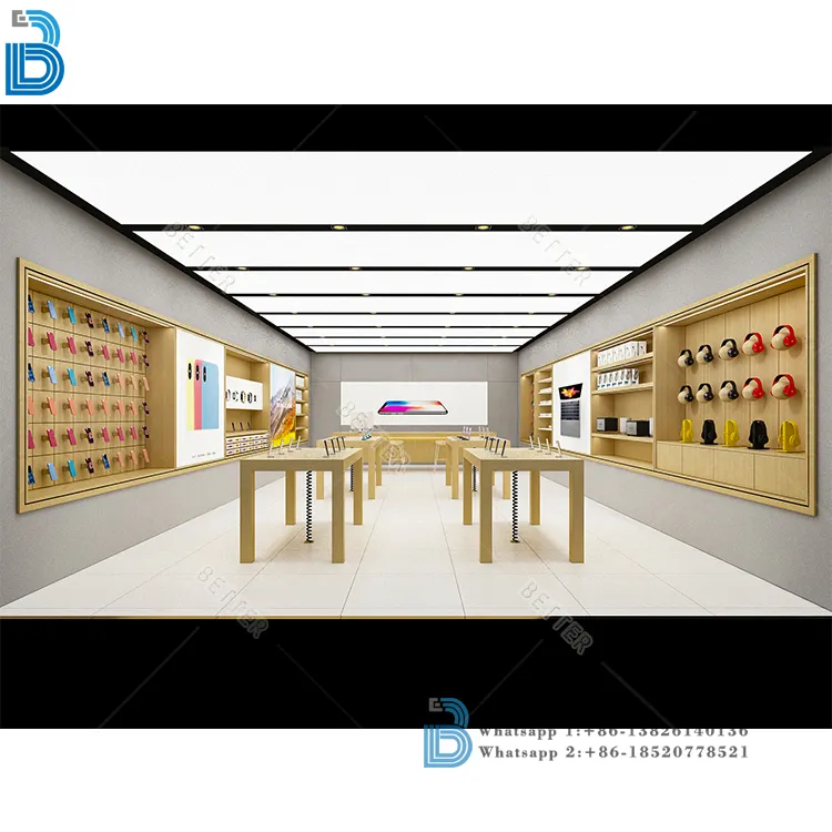 Mobil mağaza iç tasarım resim cep telefonu mağaza armatürleri vitrin telefon kiosk dükkanı iç düzeni tasarımı