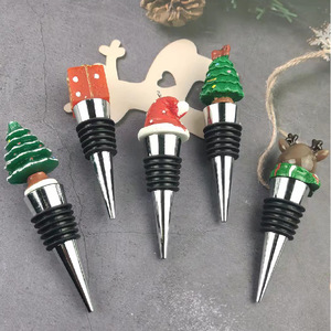 Christmas Wine Stoppers Resin Aluminum Alloy Bottle Stopper Set Holiday Decorative Party Gift - Product Image 1
