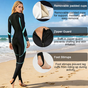 Traje de Baño de Cuerpo Entero con Bloques de Color, Manga Larga, Protección UPF50+, Resistente al Cloro, con Cierre Frontal, <span class=keywords><strong>Precio</strong></span> de Fábrica OEM para Marcas - Product Image 2