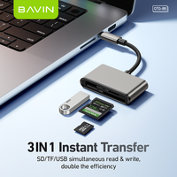 Lecteur de carte BAVIN Portable Mini OTG88 480 Mbps Transfert stable Type C USB Sd Tf 3 en 1 Adaptateur OTG