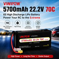 Pin 6S 70C 22.2V 5700mAh siêu tốc độ xả, có đầu nối tùy chỉnh dành cho máy bay không người lái FPV Freestyle