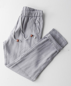Degli uomini di estate <span class=keywords><strong>Pantaloni</strong></span> di <span class=keywords><strong>Lino</strong></span> Sottile <span class=keywords><strong>Pantaloni</strong></span> Dritti di Giovani Uomini Casual <span class=keywords><strong>Pantaloni</strong></span> OEM Servizio Più Il Formato Coulisse Traspirante stampato - Product Image 3