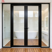 Puerta Batiente de Aluminio de Estilo Francés Moderno, Resistente a Huracanes, con Vidrio Laminado de Seguridad, Impermeable y Resistente a Impactos