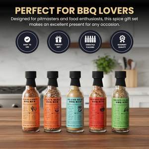 Set de Regalo de Especias para Barbacoa Smokehouse Pitmasters, 5 Mezclas de Condimento Gourmet (Cajun/Caribbean/Memphis/Southwest) |   Bull Camping al Aire Libre - Product Image 4