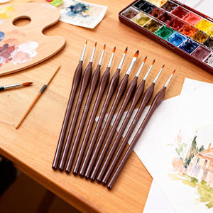 10 triangulaire Manche En Bois <span class=keywords><strong>Miniature</strong></span> Détail Pinceau Ensemble pour des Détails Fins et Peinture Rupestre - Product Image 4