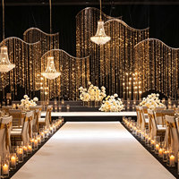 Rideau de perles à sequins de luxe en forme de S, doré et argenté, pour décorations de plafond de mariage, toile de fond de scène, événements et fêtes (vente en gros)