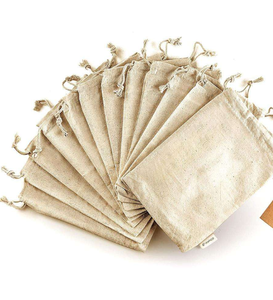 Bolsa de lino reutilizable, ecológica, con logotipo personalizado, lona de color natural, bolsa de compras con cordón de algodón. - Product Image 3