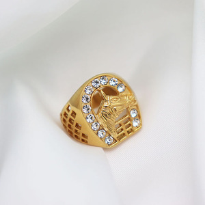 Anillo de cabeza de caballo CZ Vintage para hombre, anillo de Metal pesado Punk Bling Biker y Hip Hop de moda para compromiso y regalo de aniversario - Product Image 5