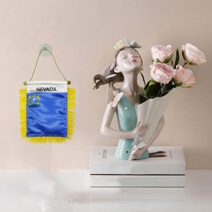 Mini Bandera de Satén Personalizada del Estado de Nevada con Borlas Amarillas, Impresión Digital para Automóviles y Educación, para Autos y Escuelas - Product Image 2