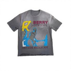 Camiseta de Manga Corta para Hombre, Estilo Urbano, Vintage, 100% Algodón Tejido, Corte Regular, Estampado Digital de Personajes, con Acabado Ácido - Product Image 2