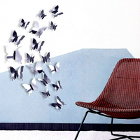 Autocollant mural 3D papillon réfléchissant, imperméable, en vinyle acrylique, impression UV, amovible, pour décoration de mariage et chambre d'enfant