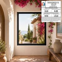 Fenêtre fixe en aluminium pour façade horizontale avec verre trempé sur mesure pour la construction extérieure d'appartements