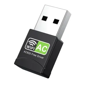 Adaptor jaringan WiFi Dual Band 2.4GHz + 5Ghz Driver gratis Realtek RTL8811CU Chip Mini USB kartu jaringan nirkabel 600Mbps