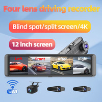 Cámara para Auto con Pantalla Táctil IPS 4K de 4 Canales, con WIFI, ADAS, BSD, Visión Nocturna, Monitor de Estacionamiento 24H, Espejo Retrovisor de 11.26 Pulgadas, DVR para Auto T80