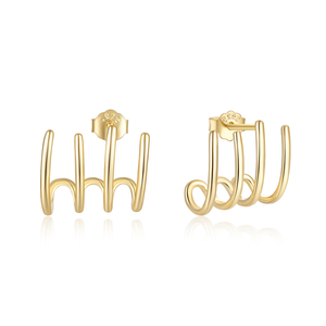Pendientes de Joyería Fina CANNER, Plata de Ley S925, Diseño de Barra Trenzada con Incrustaciones de Oro de 18K, Venta al Por Mayor - Product Image 1