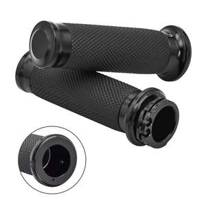 Empuñaduras negras para motocicleta, empuñaduras de manillar de 1 pulgada, compatibles con Harley, Honda, Kawasaki, Suzuki, Yamaha, Bobber, Chopper, C - Product Image 3
