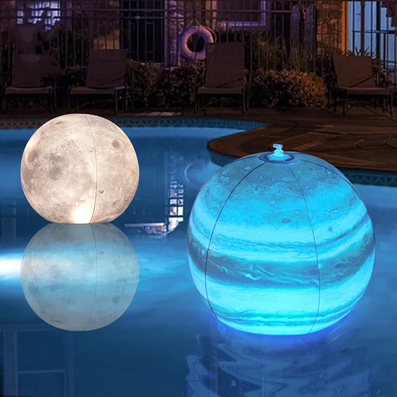 Bola bercahaya LED mainan balon pantai tiup besar untuk pesta kolam air bola bercahaya taman luar ruangan untuk dekorasi pameran acara
