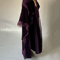 Ensemble Abaya et Hijab 2 Pièces en Velours Personnalisé Hiver Papillon avec Bordure en Mousseline – Abaya de Luxe Modeste pour Femmes Musulmanes – Vente en Gros Islamique
