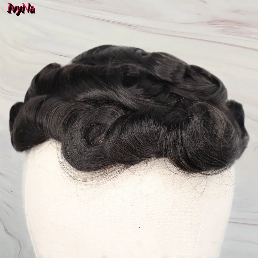 New Arrival Homens Toupee 100% Cabelo Humano Base de Pele Fina PU Peruca de Cabelo Para Homens 8 Poli x 10 Polegadas cabelo Humano Castanho escuro Para O Diário