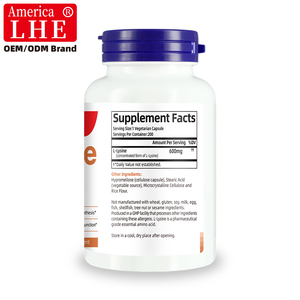 ผู้ผลิตอาหารเสริมสารอาหาร L-Lysine สารสกัดจากพืช ช่วยเสริมสร้างการสร้างคอลลาเจน สำหรับผู้ชายและผู้หญิง 200 แคปซูล L-Lysine - Product Image 6