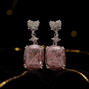 Orecchini Pendenti E3884 in Oro Bianco con Cristalli Taglio Cuore e Strass, Gioielli Classici da Donna per Feste - Product Image 2