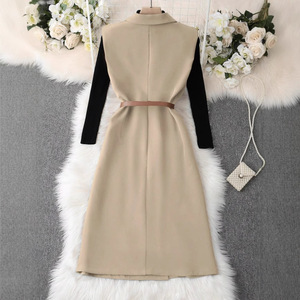 2026 primavera autunno nuovo stile semplice elegante gilet lungo giacca pendolare senza maniche <span class=keywords><strong>abito</strong></span> <span class=keywords><strong>abito</strong></span> con vita da ufficio abiti da donna - Product Image 4